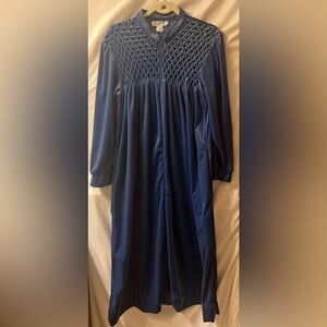 Vintage Saybury Zipper House Robe Royal Blue Size Medium #10216